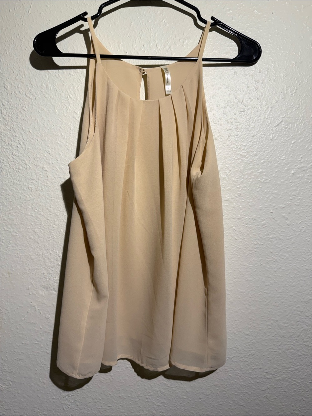DNA couture beige chiffon tank with delicate straps